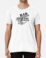 Мужская футболка с принтом Bad boy Oleg Олег Белый L
