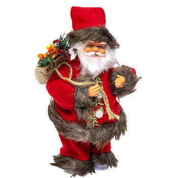 Новорічна механічна іграшка Дід Мороз зі звуком та світловим ефектом висота 30 см CX-26 в упаковці 1 шт