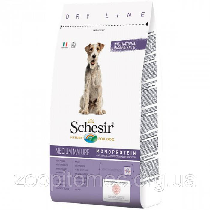 Сухий корм для літніх собак середніх порід Schesir (Шезир) Dog Medium Mature з куркою, 3 кг, фото 1
