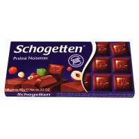 Шоколад "Schogetten Praline Noisettes"(Шогеттен с ореховым пралине), Германия, 100г (15 шт/1 ящик)