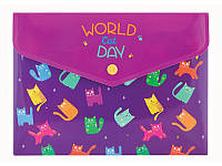 Папка-конверт А5 на кнопці World Cat Day. 180 мкм CF32013-08