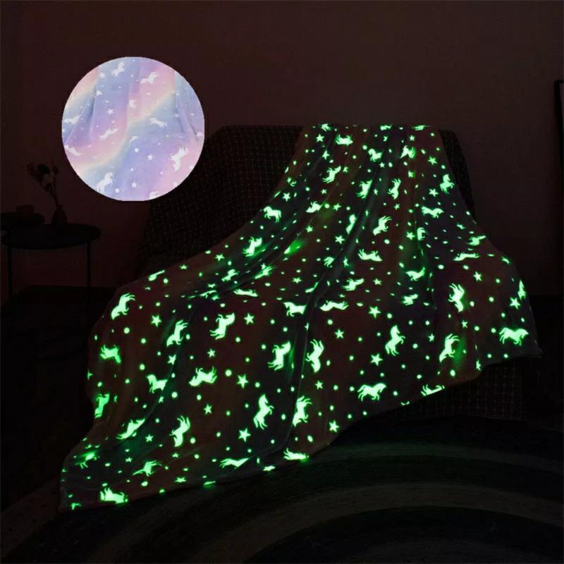 Дитячий Плед Покривало 160х125см плюшевий світний в темряві Magic Blanket