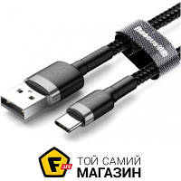 Кабель Baseus Cafule USB Type-C 1м, gray/black (CATKLF-BG1)