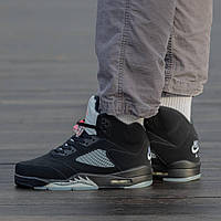 Air Jordan мужские осень/весна/лето черные кроссовки на шнурках.Демисезонные черные кожаные кроссы