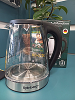 Электрический стеклянный чайник с индикатором уровня воды на 1.8 литра 2200Вт, Качественный чайник на кухню