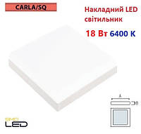 Светодиодный светильник 18 Вт накладной потолочный квадратный 125х125 SMD LED 6400K белый CARLA-18/SQ