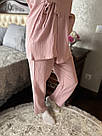 Жіночий піжамний костюм двійка Кімоно з мусліну, рожевий, фото 5