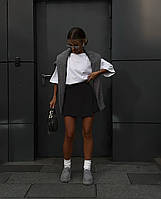 Женская юбка шорты на высокой посадке, S/M; M/L, белый, черный, шоколад