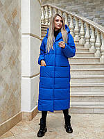 AIZA Пуховик теплий пальто ковдра оверсайз куртка А521 електрік яскраво синього кольору
