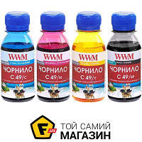 Набор чернил WWM Canon GI-490M BP/C/M/Y, 4x100г (C49SET4-2) Cyan, Magenta, Yellow, Black 400