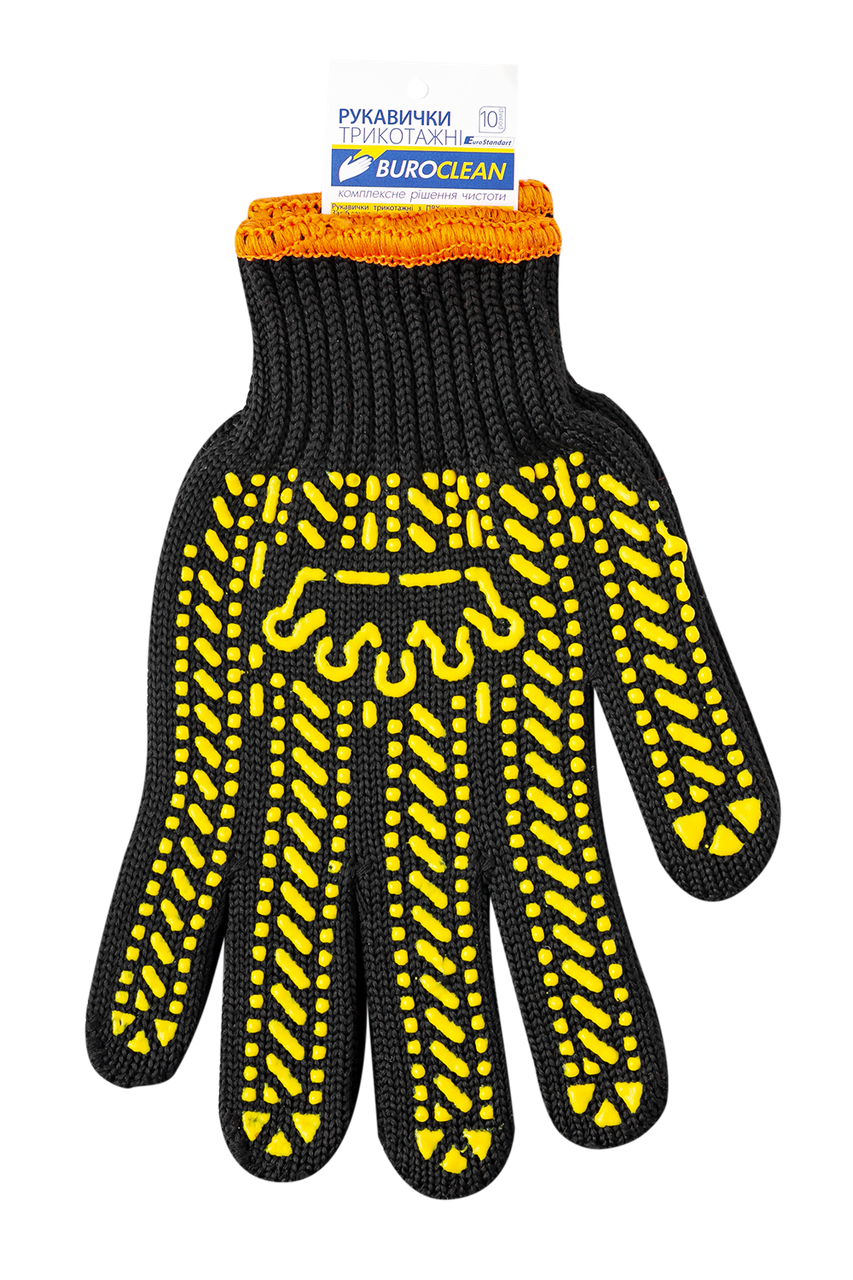 Рукавички чорні з ПВХ крапкою, 6 ниток, BuroClean EuroStandart