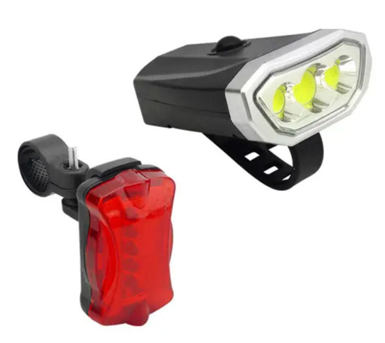 Велонабір фара передня + задня QX-T0598 велосипедний ліхтар і габарит мигалка стоп 3COB 5LED, фото 1