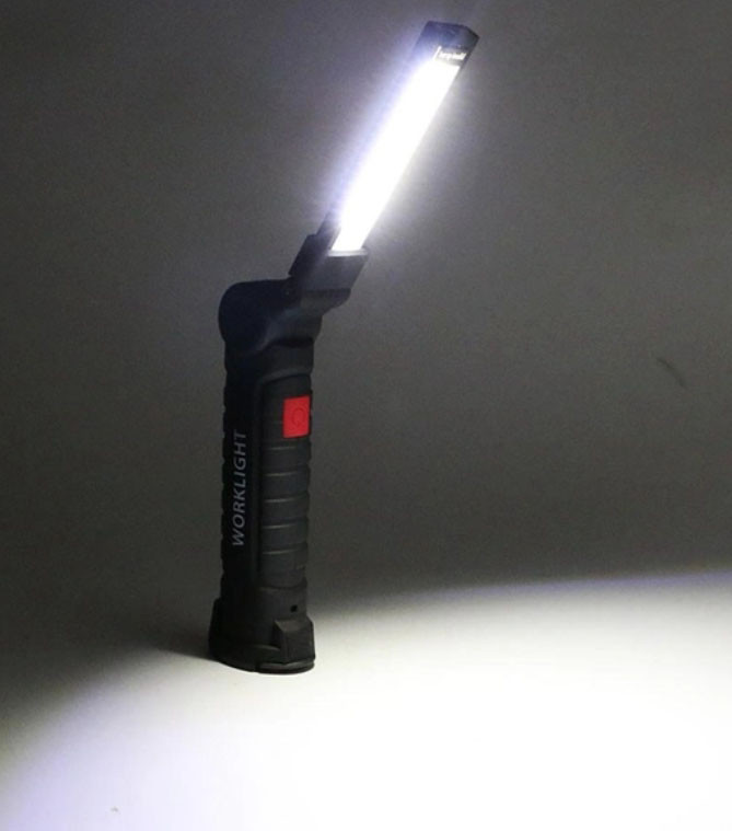 Світильник з червоним і білим світлом WORKLIGHT W-52 для СТО з магнітом і гачком ліхтар акумуляторний 18650