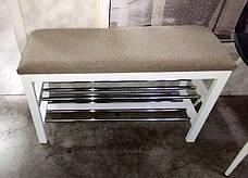 Дерев'яна банкетка з металевими полицями для взуття Глорія Fusion Furniture, колір білий, фото 3