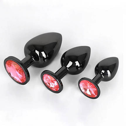 Анальна пробка  металева Black Plug  М 3,5 см з каменем медична сталь, фото 1