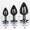 Анальна пробка  металева Black Plug  М 3,5 см з каменем медична сталь, фото 7