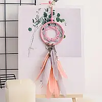 Подвеска на зеркало заднего вида "Ловец снов" (розовый+персиковый) IS00102