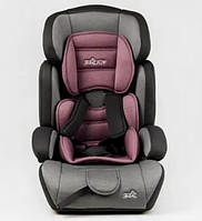 Детское автокресло универсальное с бустером в чехле в серо-розовом цветеJOY 1/2/3 групп для детей от 9 до 36 к