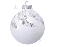 Куля новорічна сніжна колекція d 80 мм біла. 000045040
