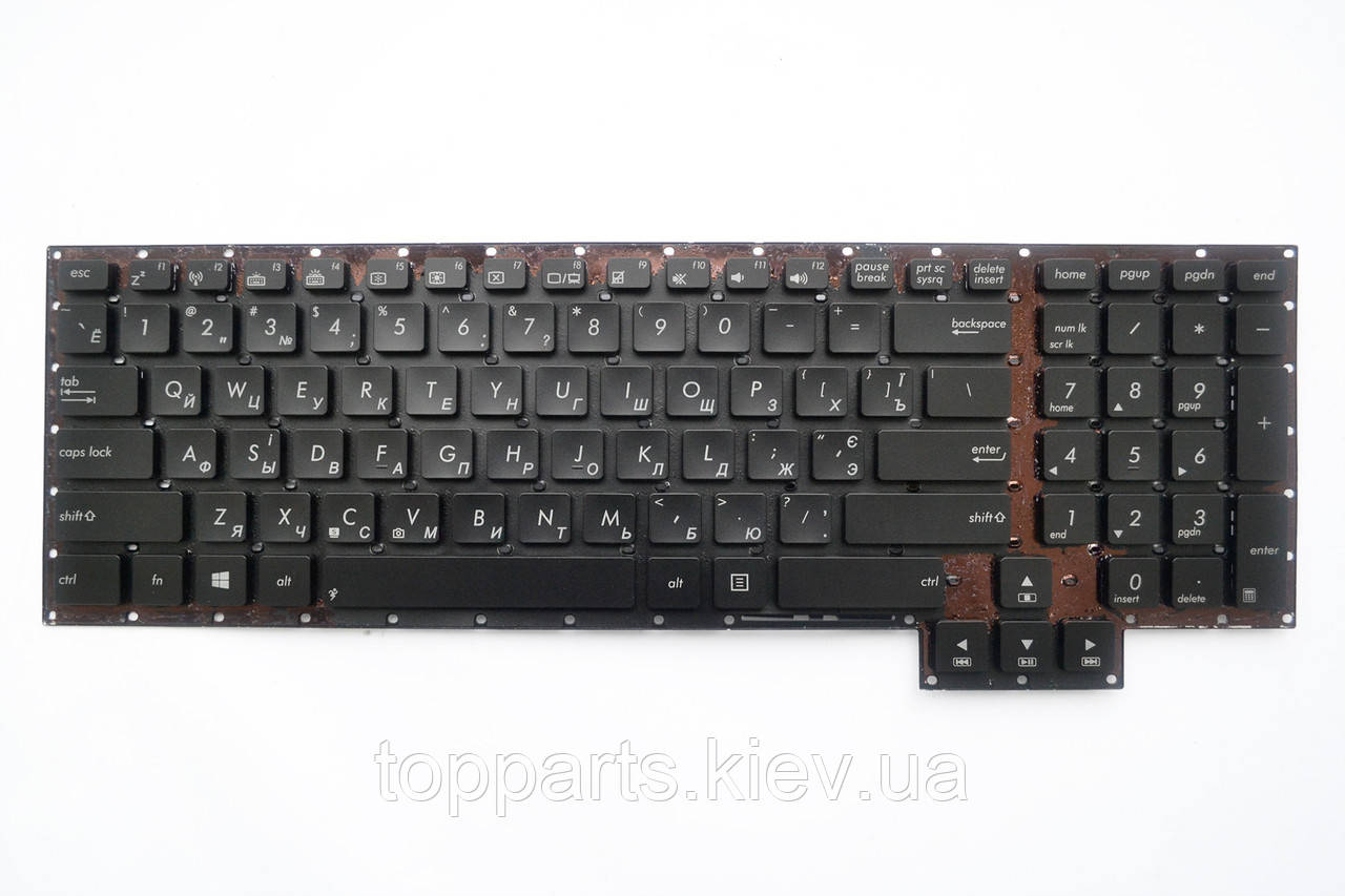 Клавіатура ноутбука Asus ROG G750 series чорна без рамки, під підсвічування UA/RU/US