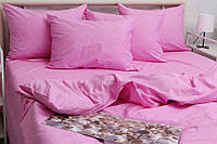 Розовое постельное белье семейное с двумя пододеяльниками люкс сатин с компаньоном S-547Разные размеры Двуспальный 180*220