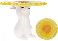Подставка для торта "Милый Кролик" Ø18см, керамика, жёлтый