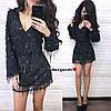 Ошатне мініплаття з паєткою й декольте довгий рукав, фото 7
