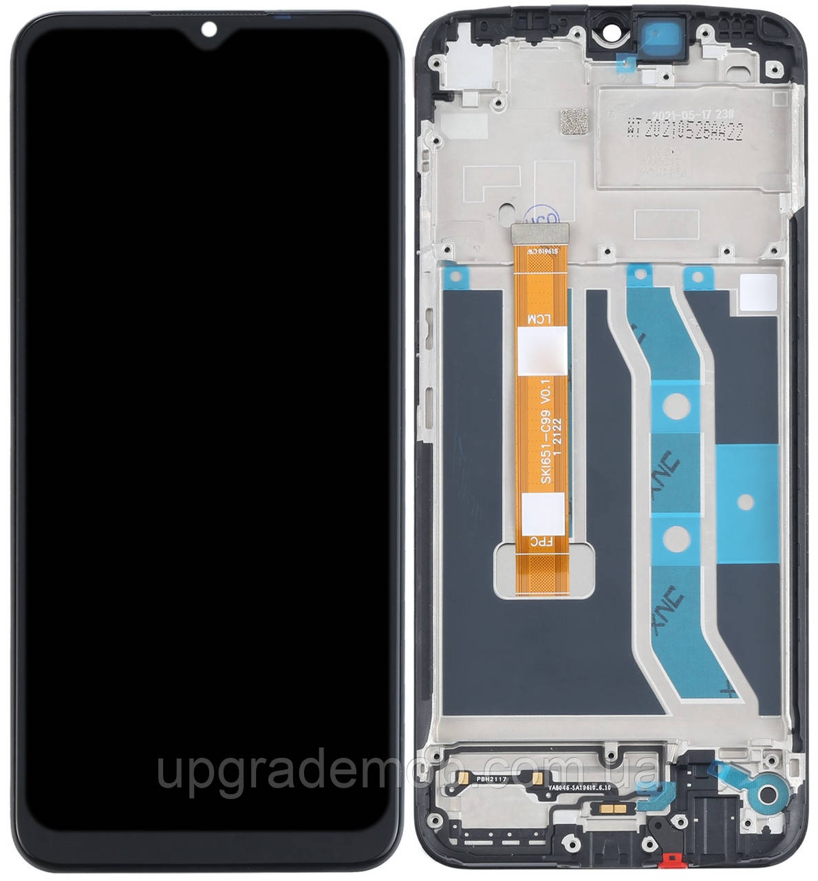 Дисплей модуль тачскрин Realme C25Y черный оригінал c рамкой, фото 1