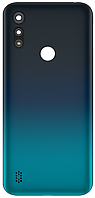 Задняя крышка Motorola XT2053 Moto E6s синяя Peacock Blue оригинал + стекло камеры