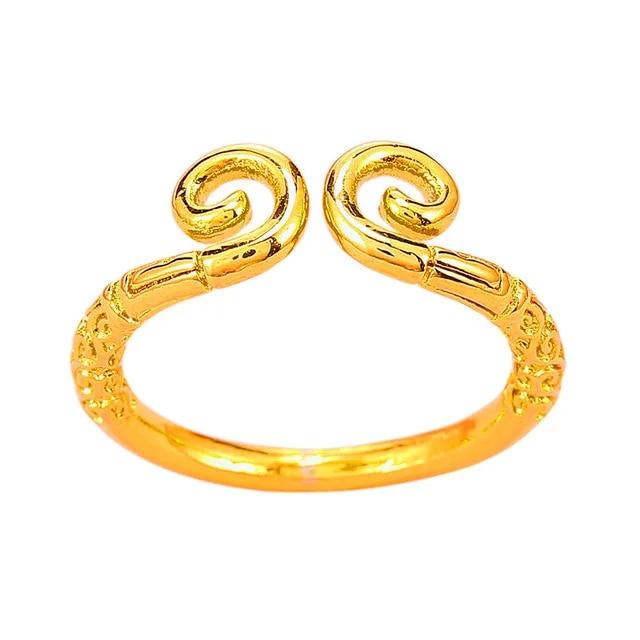 Жіноча золотиста каблучка античного мінойського стилю з давніми узорами, регульована AurumLux163, фото 1