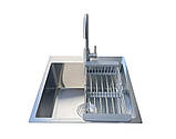 Кухонний набір: Кухонна мийка Romzha Arta U-450 A 5050 + змішувач + кошик + сифон, фото 2