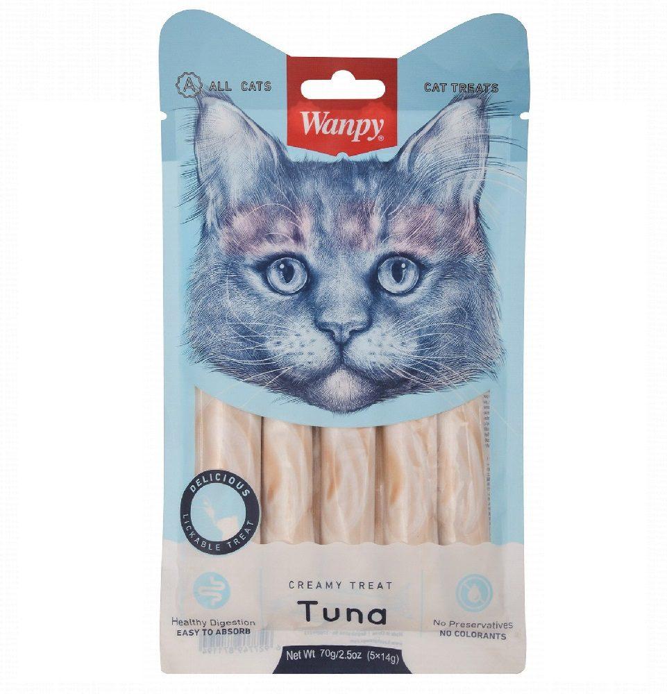 Ласощі для котів і кішок рідкі Wanpy Creamy Lickable Treats Tuna тунець 70 г Котячі ласощі
