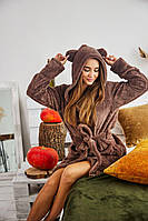 Теплый махровый халат для девочки Мишка с ушками о 6 до 16 лет XS,S,M,L