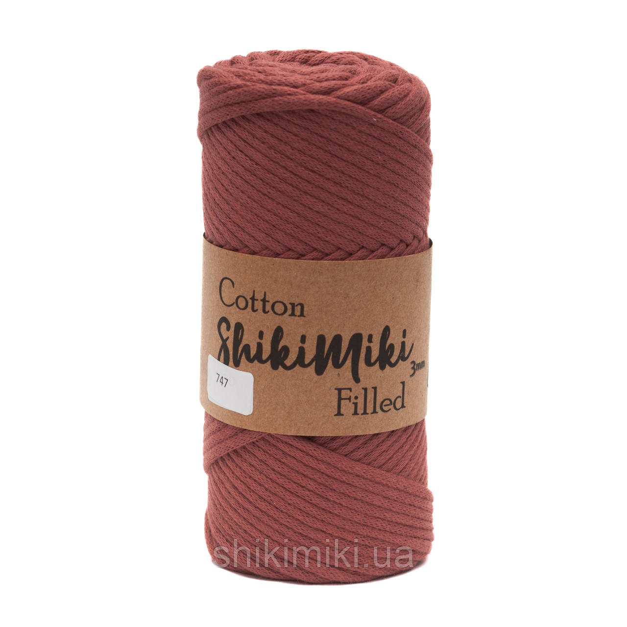 Трикотажний бавовняний шнур Cotton Filled 3 мм, колір Кармін