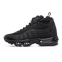 Мужские зимние кроссовки Nike Air Max Sneakerboot 95 Black Обувь термо Найк Сникербут черные высокие теплые
