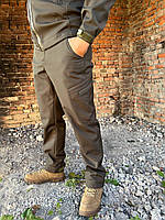 Штани зимові тактичні софтшелл Олива, чоловічі утеплені штани на флісі