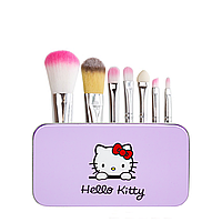 Набір пензликів для макіяжу в металевій коробці Hello Kitty 7 шт