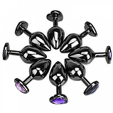 Чорна корок для анального сексу 8.2 х 3.4 см, Металевий анальний корок із каменем, Інтимні іграшки, фото 4