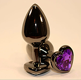 Чорна корок для анального сексу 8.2 х 3.4 см, Металевий анальний корок із каменем, Інтимні іграшки, фото 7