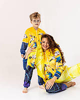 Дитяча піжама з плюш велюру кігурумі Міньйони Дитячий теплий костюм кігуру