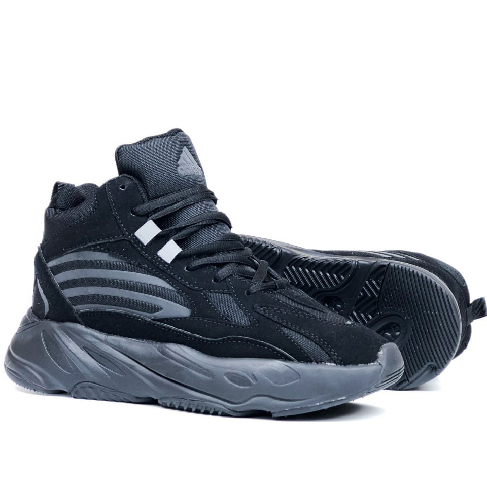Жіночі зимові кросівки Adidas Yeezy Boost 700 замшеві стильні повсякденні чорні