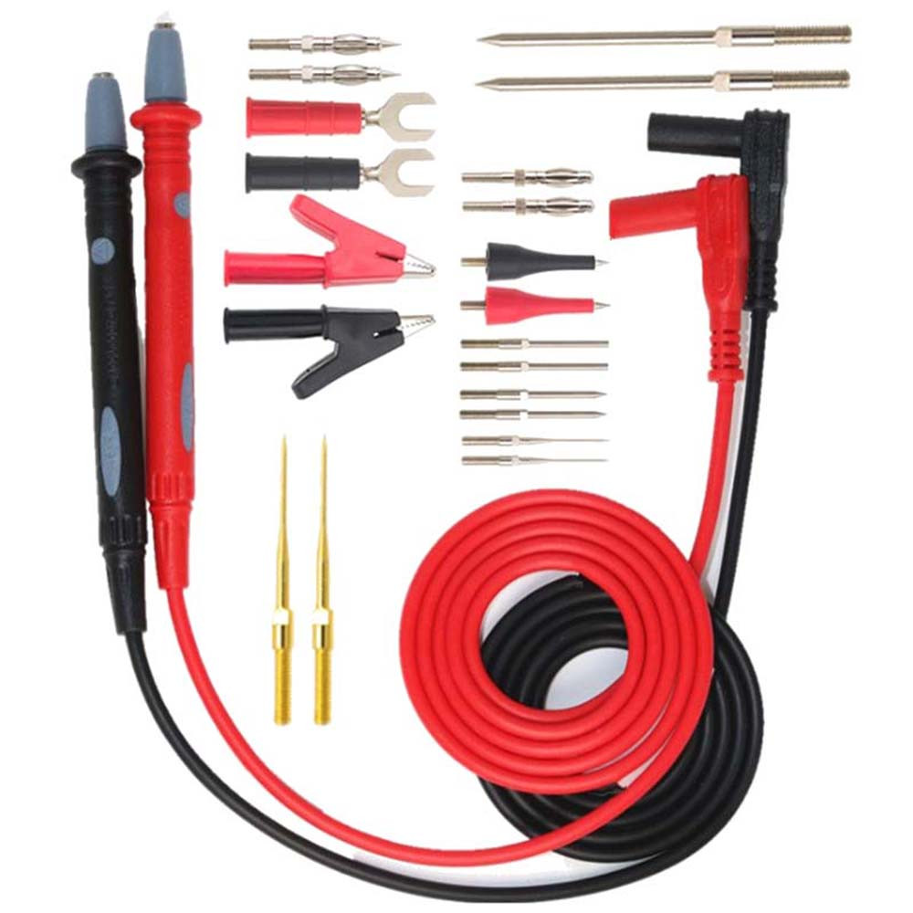 Щупи для мультиметра, тестера силіконові, тонкі 1000V / 20A з набором насадок 20 шт.
