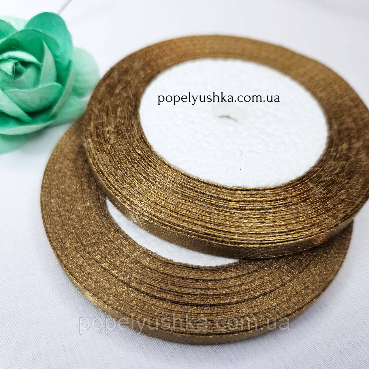Стрічка атласна колір хакі, 0.6 мм, фото 1