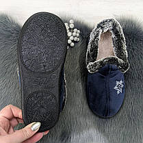 Тапочки чуні жіночі велюрові сині на хутрі SV 2878, фото 3