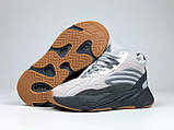 Жіночі зимові кросівки Adidas Yeezy Boost 700 замшеві молодіжні повсякденні бежеві чорні, фото 6