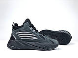 Жіночі зимові кросівки Adidas Yeezy Boost 700 замшеві повсякденні на хутрі сірі, фото 4