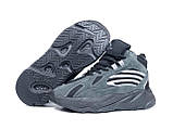 Жіночі зимові кросівки Adidas Yeezy Boost 700 замшеві повсякденні на хутрі сірі, фото 6