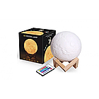 Світильник — нічник Місяць на акумуляторі 20 см "3D Moon Lamp" 16 кольорів із пультом, фото 2