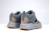 Жіночі зимові кросівки Adidas Yeezy Boost 700 шкіряні замшеві молодіжні сірі коричневі, фото 5