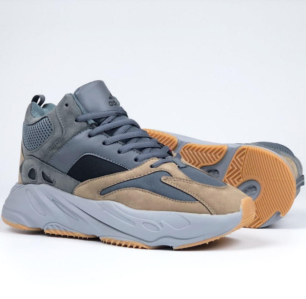 Жіночі зимові кросівки Adidas Yeezy Boost 700 шкіряні замшеві молодіжні сірі коричневі